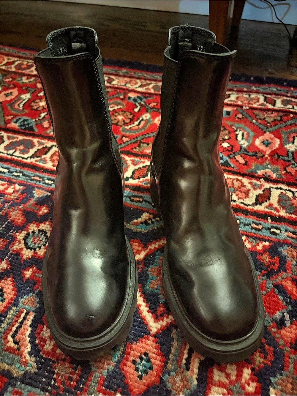 Tod's Lug Sole Leather Chelsea Boots Black 37.5 WM 7.5 US
